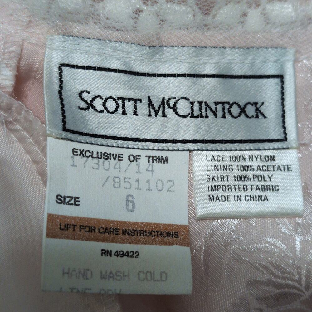 Vintage 80's Scott McClintock Pink Ivory Lace Victorian Style Dress High Neck 6 - Picture 11 of 13